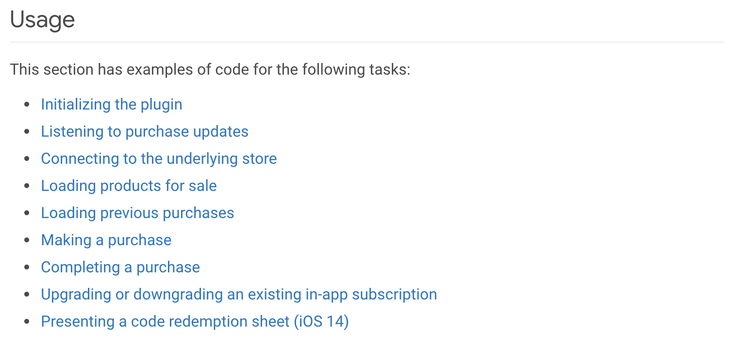 content of the usage section of the package in_app_purchase