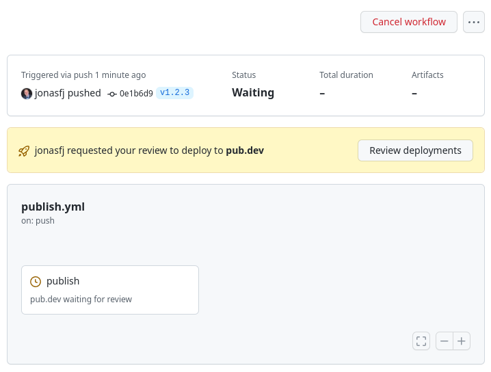 GitHub Action waiting for deployment review